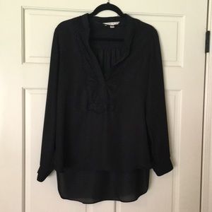 Lauren Conrad Sheer Black Long Sleeve Shirt